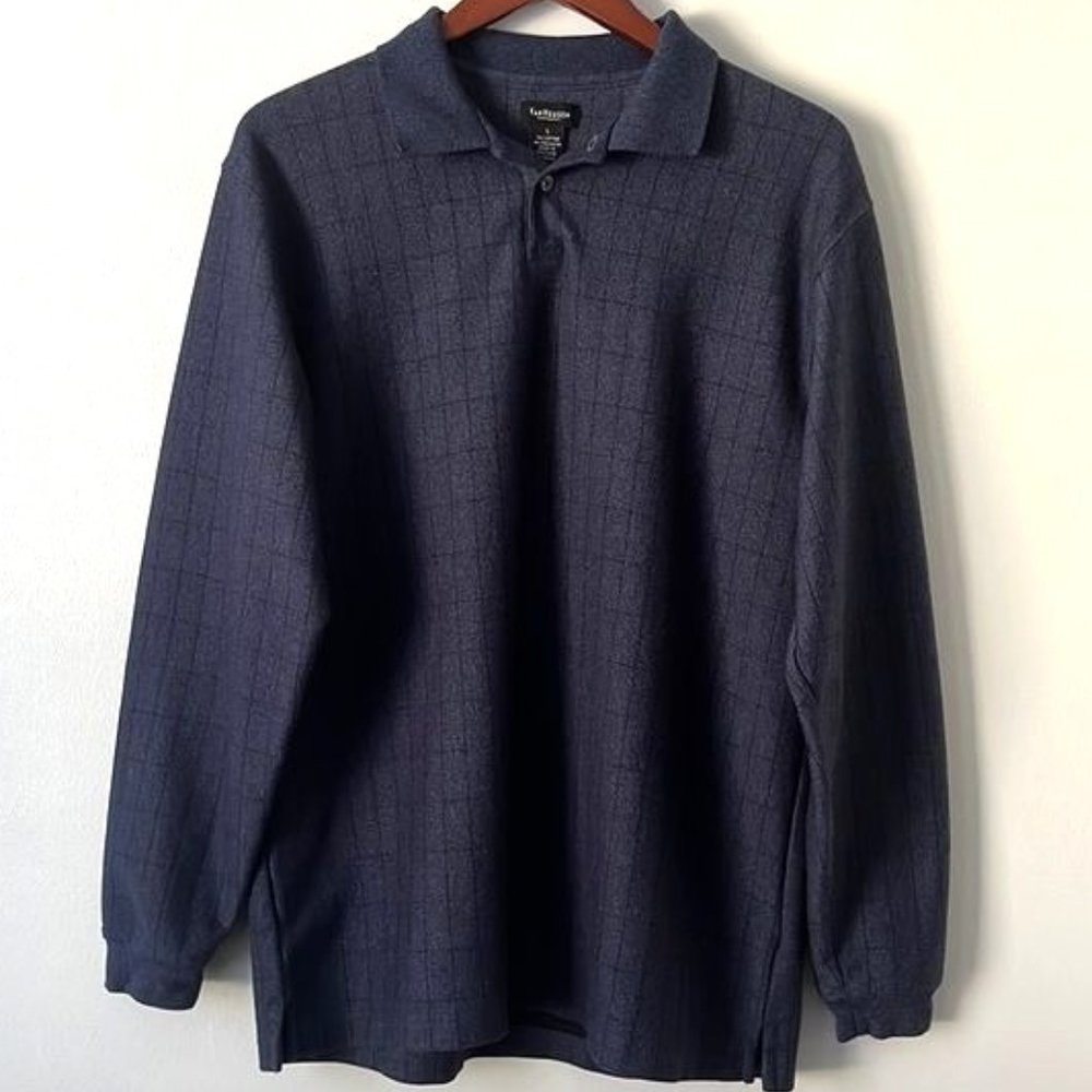 Van Heusen Men's Polo Shirt L Blue Long Sleeve